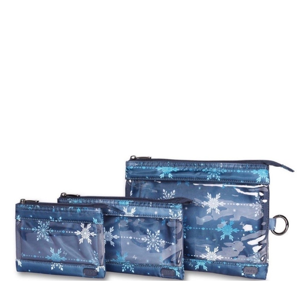 Lug Transport 3-Piece Storage Envelope Set Snowflake Navy NWT Travel Organizers - Picture 2 of 7